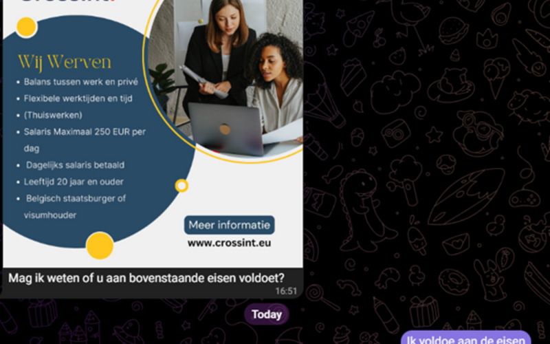 ⏰!Scam Alert: Fake Telegram 'recruiter' abuses CrossInt name! ⏰ 